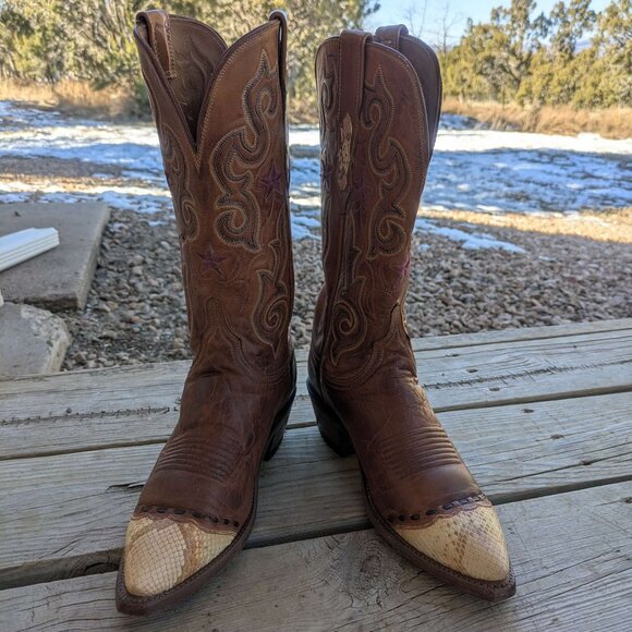Lucchese 1883 Snip Toe Western Boots w/ Python Overlay – Women’s 6.5B - Picture 2 of 5